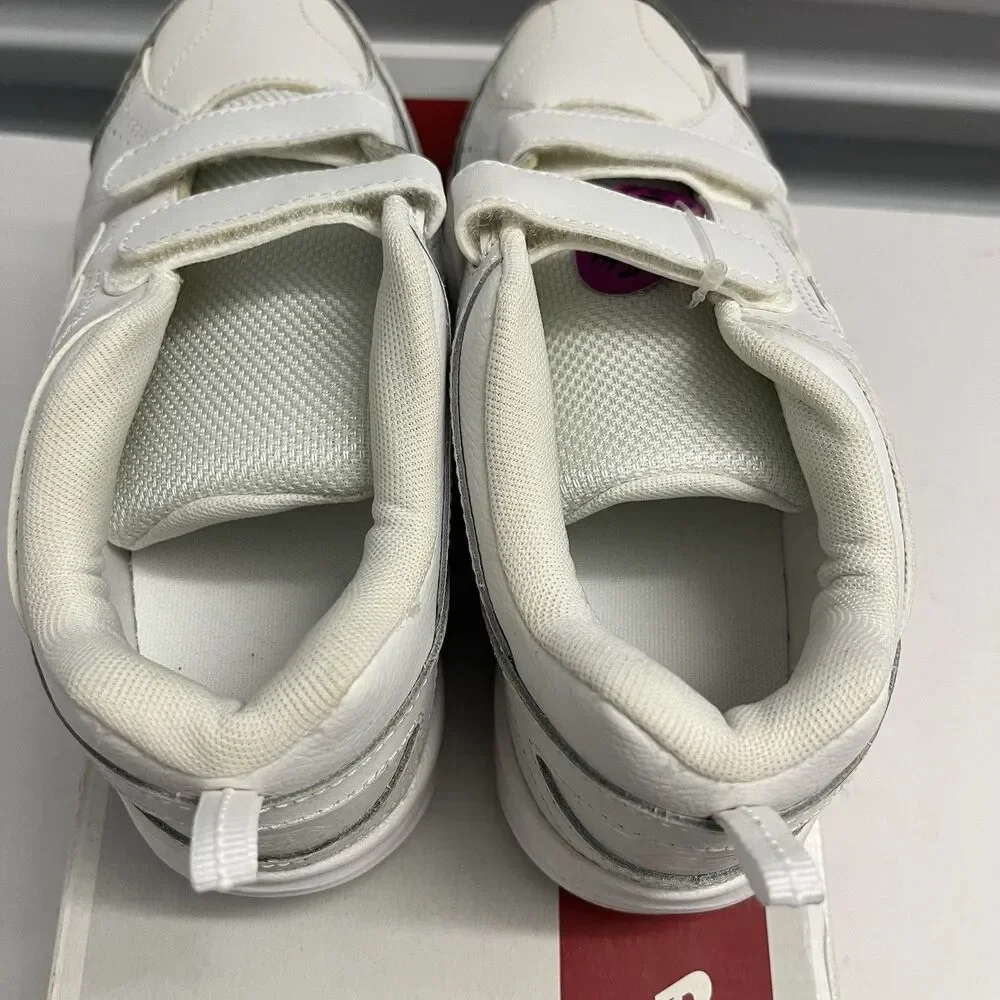 New Balance White 624 SZ 4 X Wide Big Kid Hook Loop Uniform Leather Shoes